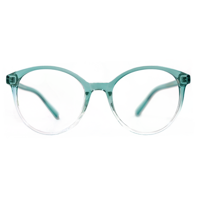 Round Eyeglasses in Clear Turquoise Ombré (TR8543) by KAZATTI - Raylite Optical Store